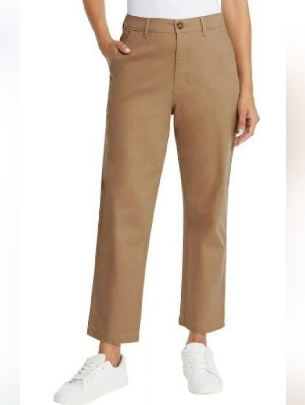 Women's Straight-Leg Chino Pants in Camel